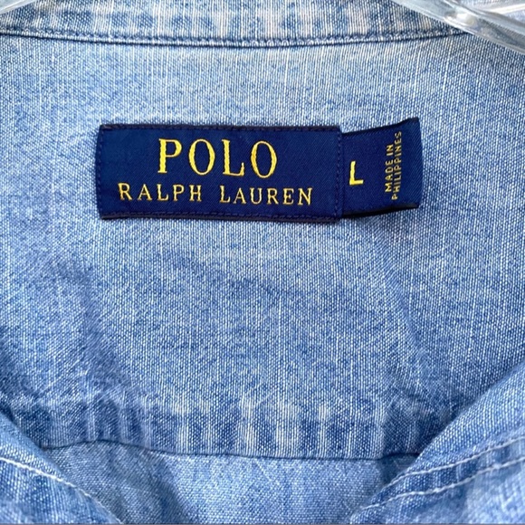 POLO RALPH LAUREN denim jean shirt button down chambray Mens unisex women's blue - Picture 2 of 8